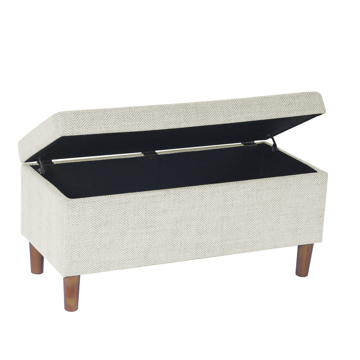 Zia Accent Storage Bench - Cream Chevron Fabric, 36 Inch