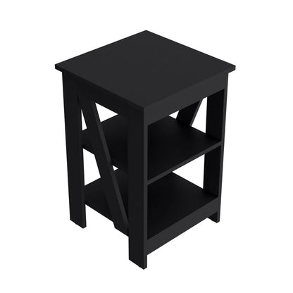 Black Engineered Wood Side Table - 15.7" x 15.7" for Living Room