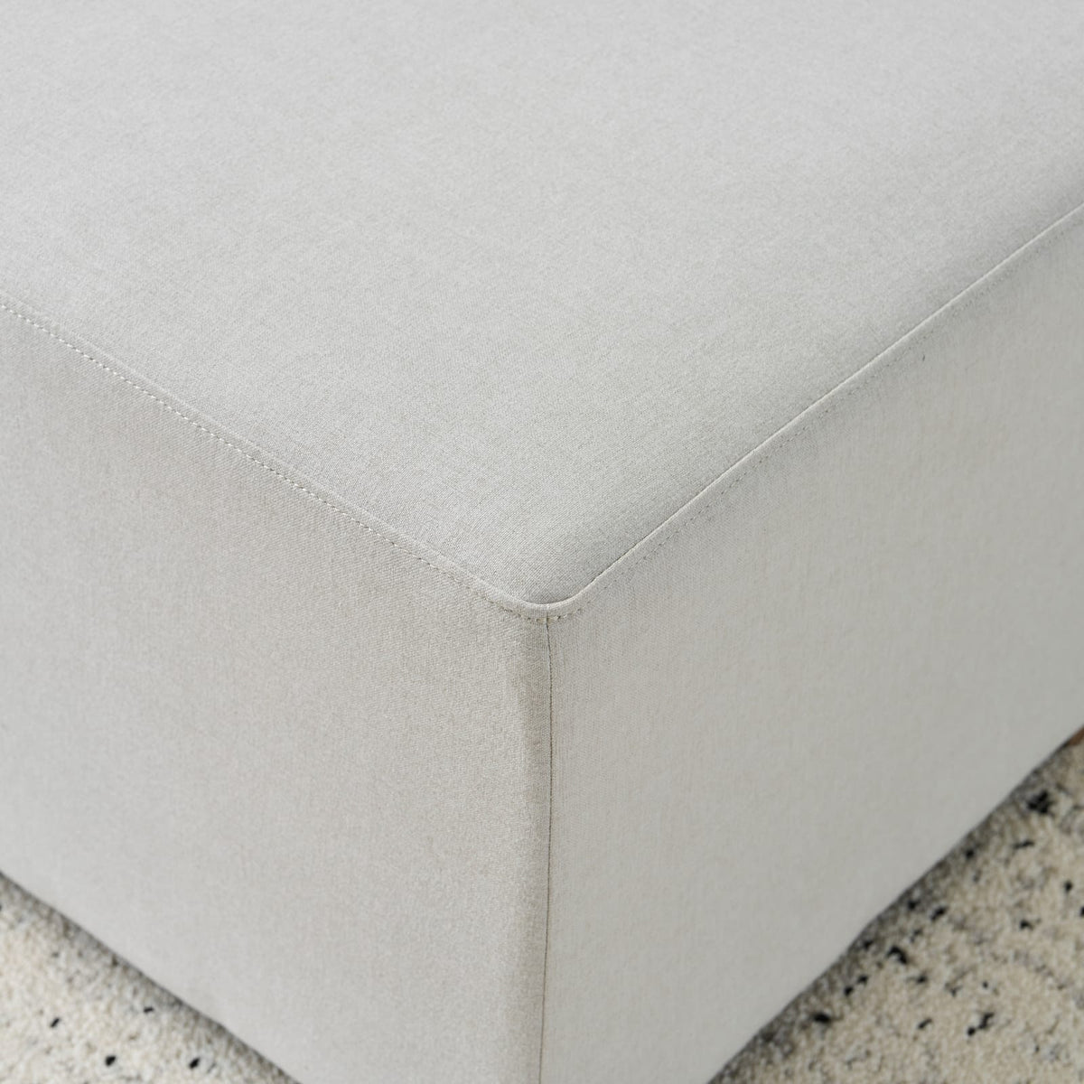 White Rectangle Ottoman - 50" x 20" Wood Frame for Living Room