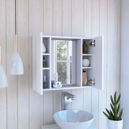White Medicine Cabinet - 19" Double Door Storage for Bathroom