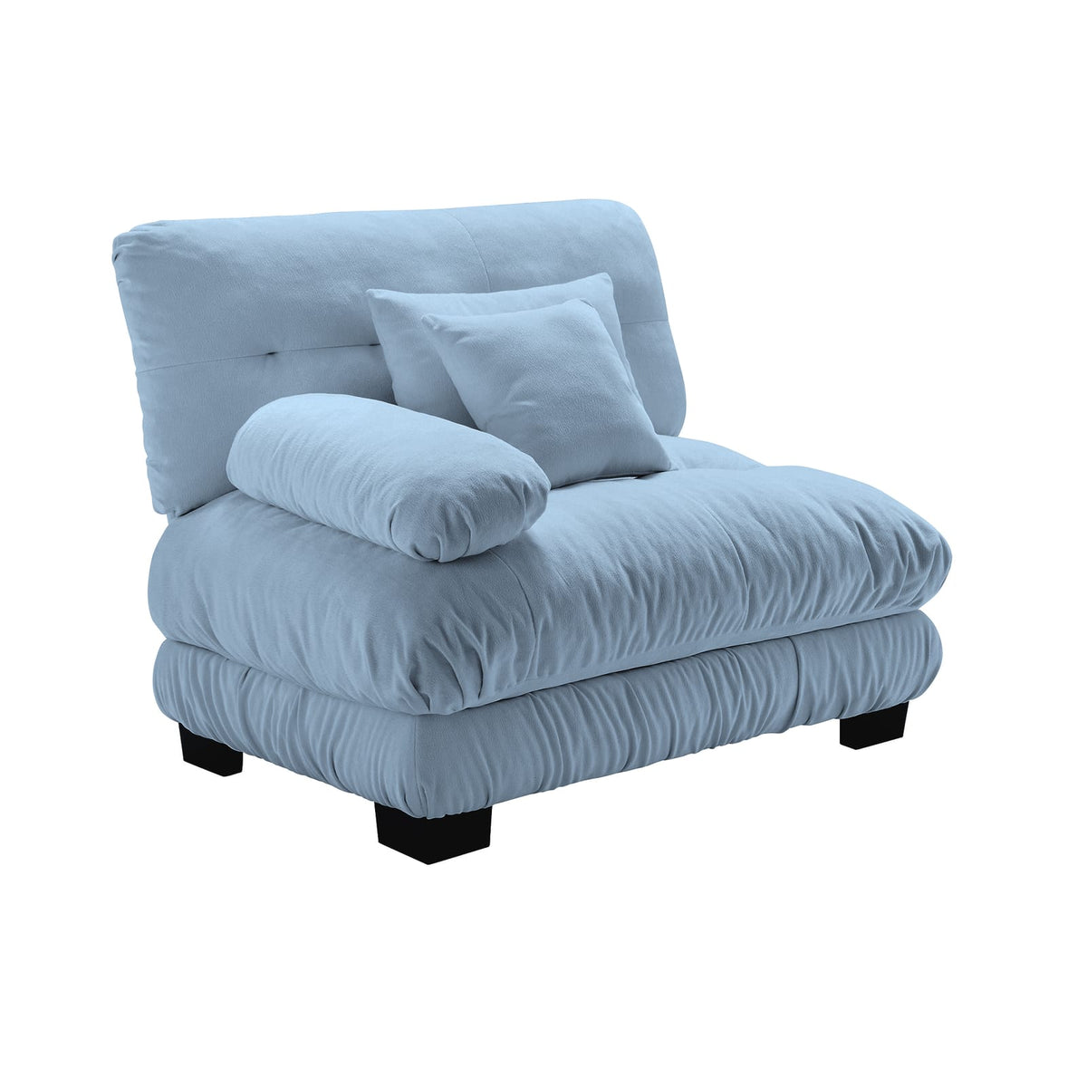Blue Chenille Sofa - 1 Seat Armless Comfort for Living Room