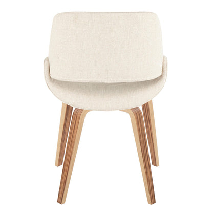 Cream Fabric Mid-Century Modern Dining Chairs Set of 2
