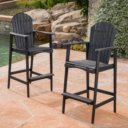 Dark Gray Acacia Wood Adirondack Barstools for Your Garden or Porch