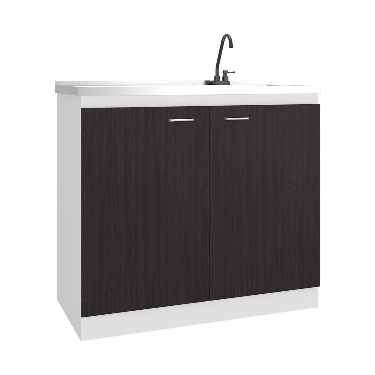Salento Freestanding Sink - White & Black Storage Cabinet