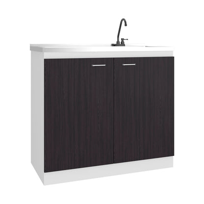 Salento Freestanding Sink - White & Black Storage Cabinet