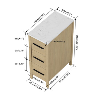 Natural Wood Bathroom Vanity Cabinet - 22" Storage