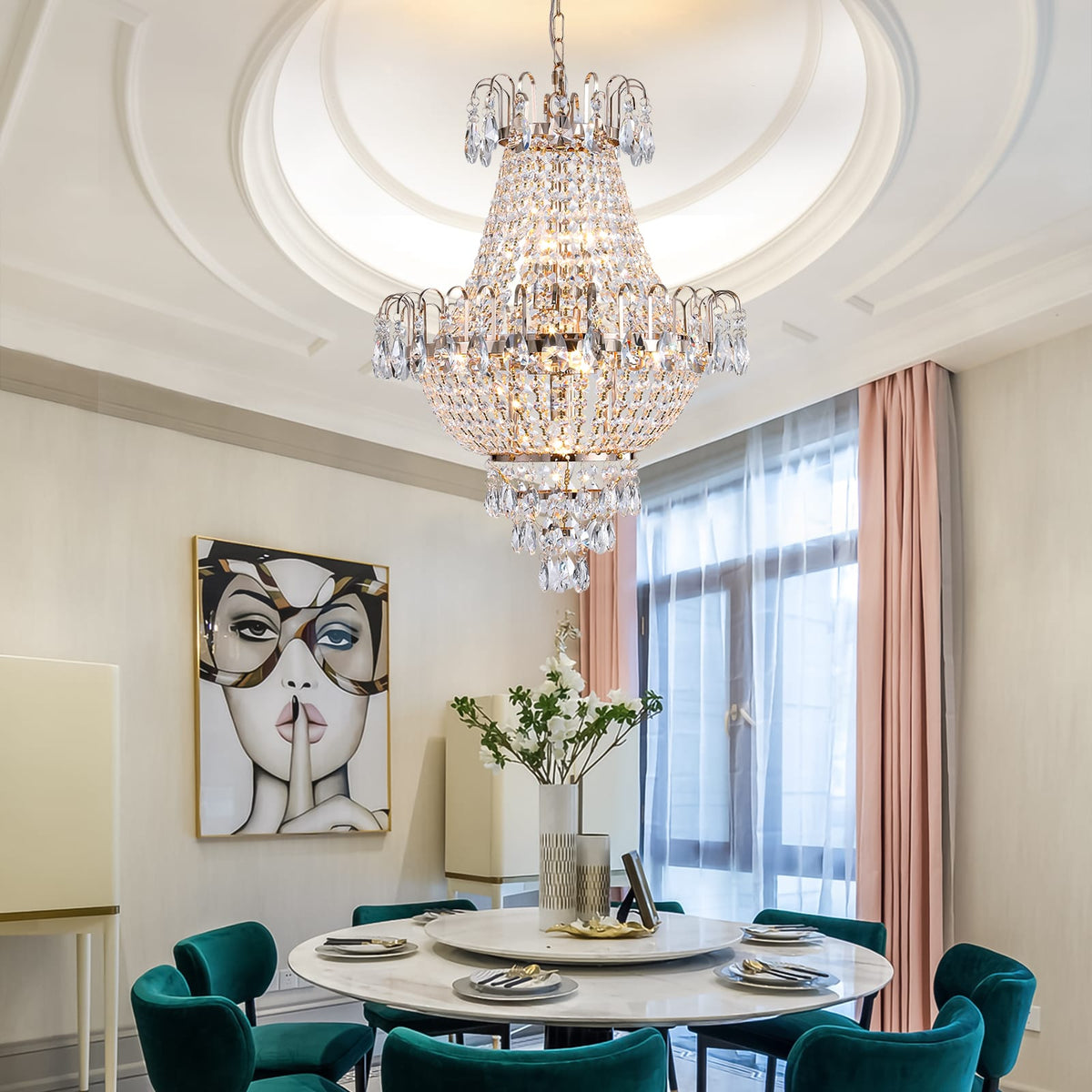 Gold Crystal Chandeliers - Large Luxury Ceiling Lighting