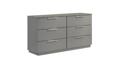 Elara Dresser Gray Wood & MDF, 6 Drawers - Bedroom Storage