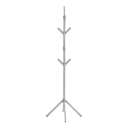 Silver Metal 4-Tier Coat Rack - 8 Hooks for Living Room