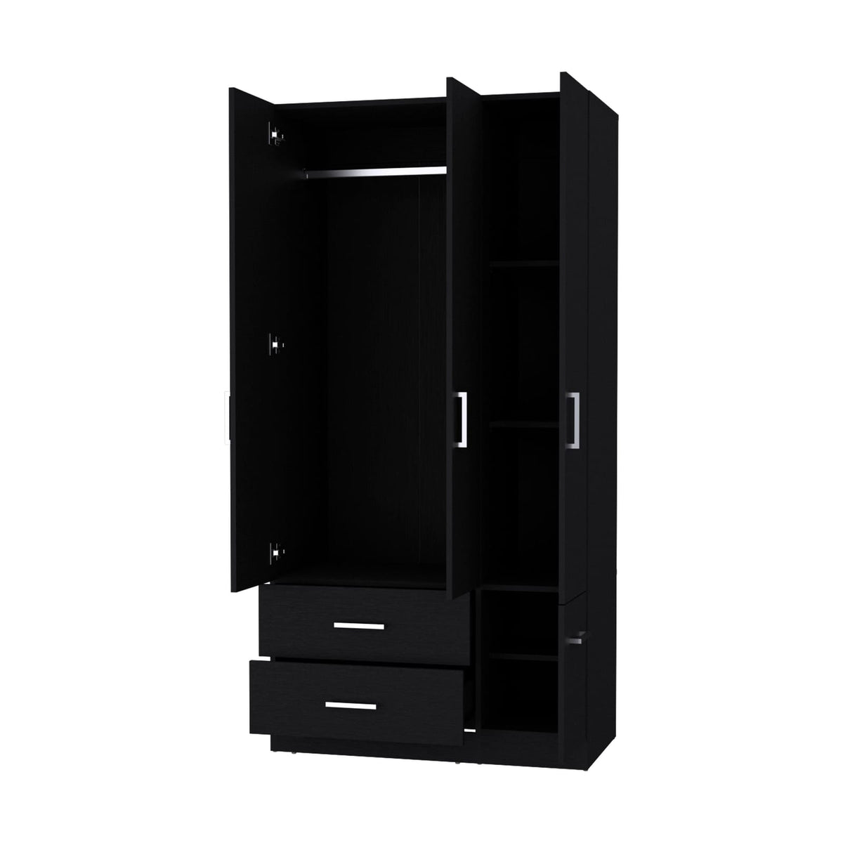 Wenge 4-Door Melamine Dresser - Bedroom Storage