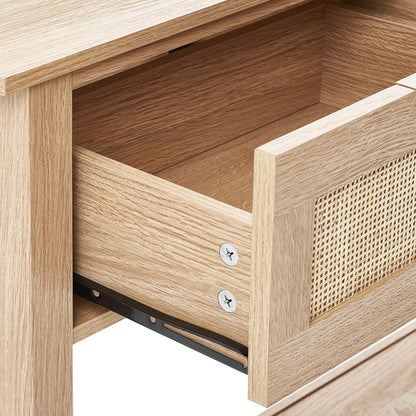 Rattan Console Table with 3 Drawers - Entryway, Living Room