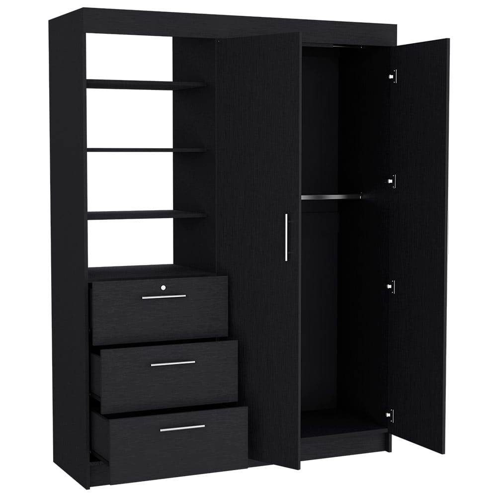 Black Armoire Rumanu - Bedroom Storage Dresser