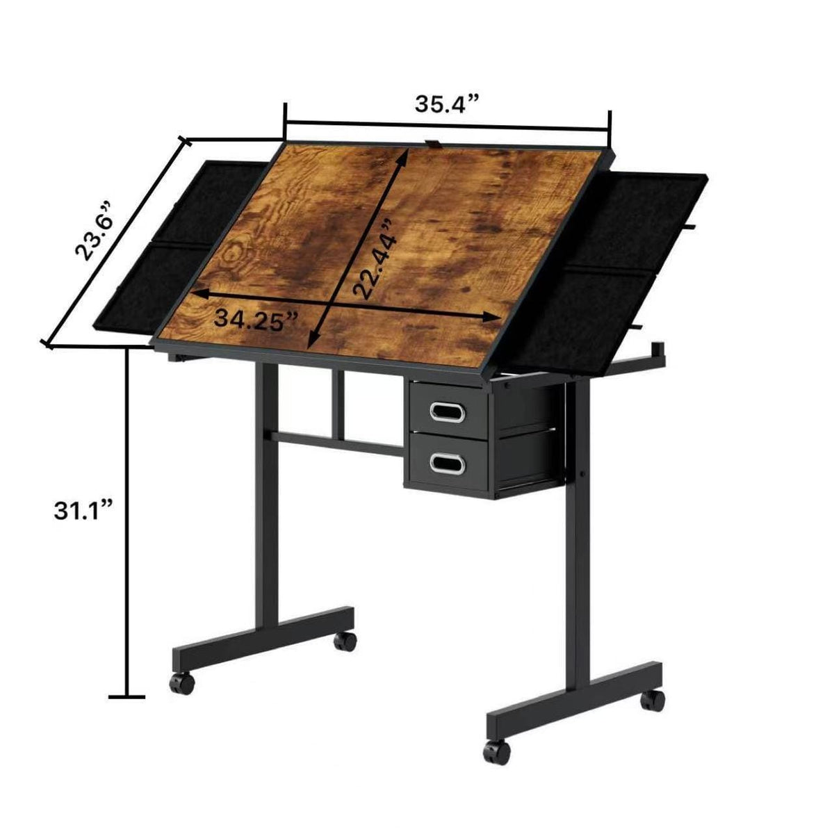Black Jigsaw Puzzle Table with Storage Drawers