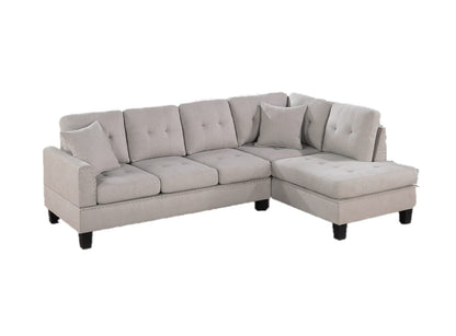 2-Piece Mushroom Fabric Sectional Sofa Set - L-Shaped, 5 Seats