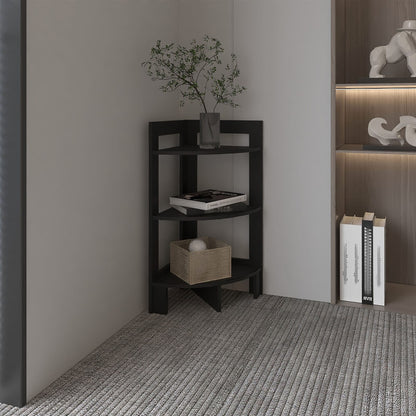 Black Rectangular Side Table - 3 Tier Shelf for Living Room