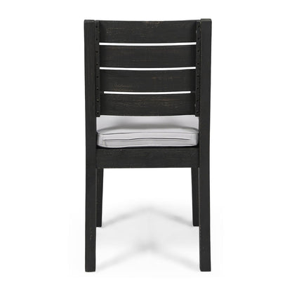 Light Grey Acacia Wood Dining Chairs - Set of 2 Outdoor Armless Patio Seating