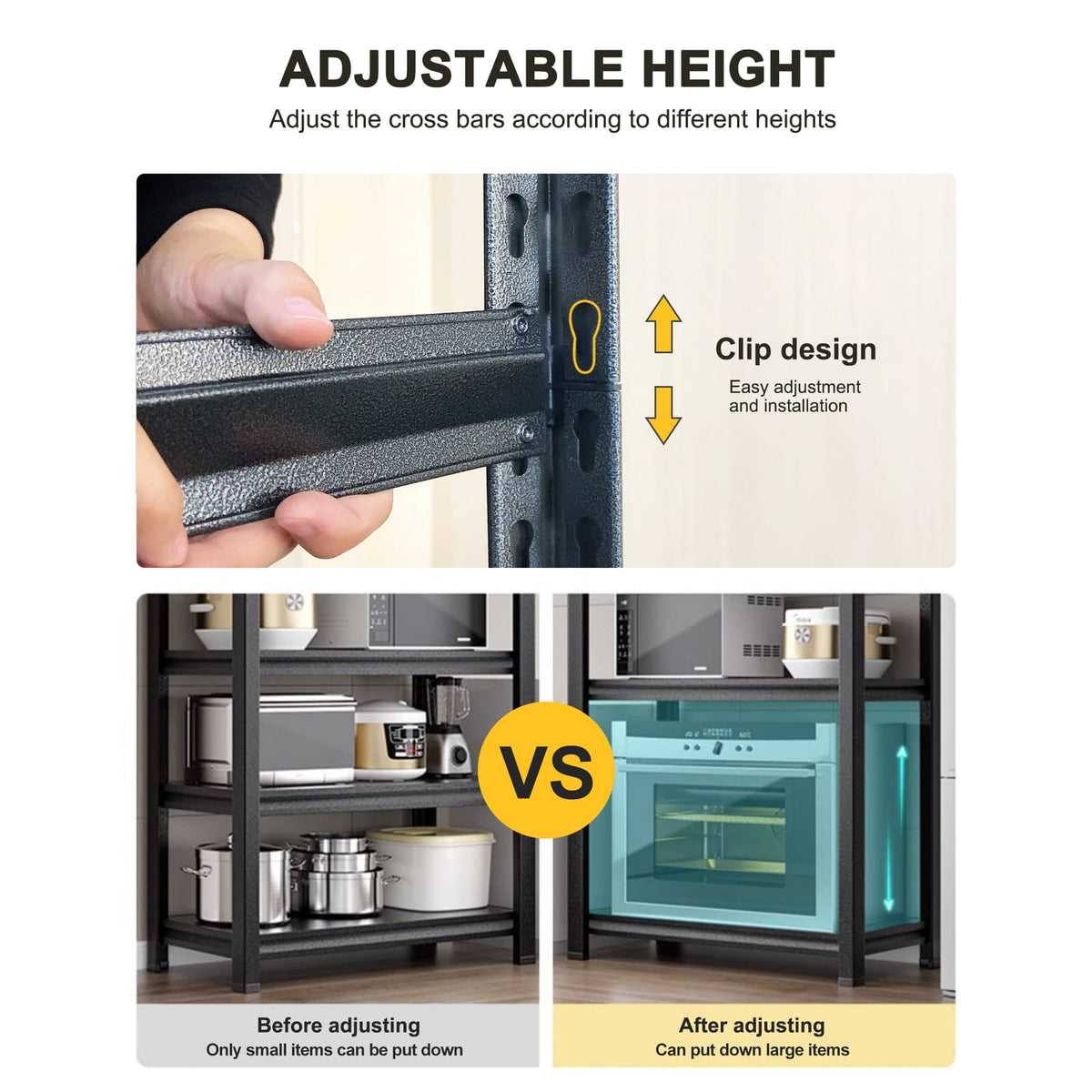 5 Tier Dark Gray Metal Shelving Unit - Kitchen Storage