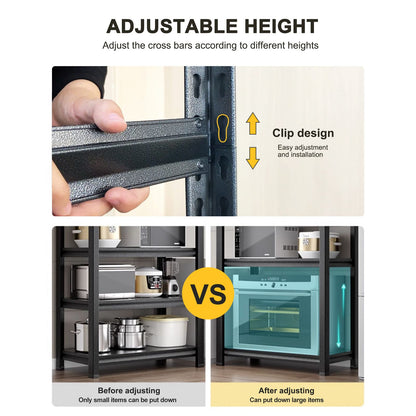 5 Tier Dark Gray Metal Shelving Unit - Kitchen Storage