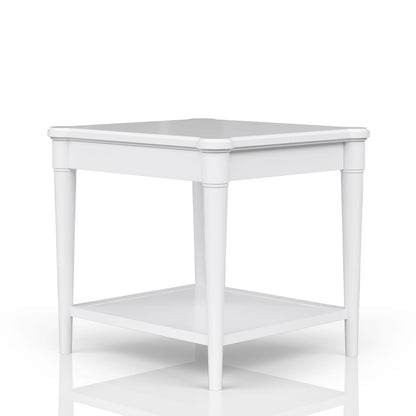 White End Table With Storage Drawer - 24" x 26" for Living Room