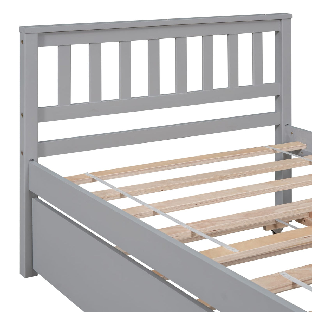 Twin Pine Bed with Trundle for Guest Storage and Extra Sleeping for Bedroom