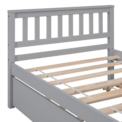 Twin Pine Bed with Trundle for Guest Storage and Extra Sleeping for Bedroom