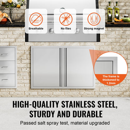 Stainless Steel Outdoor Kitchen Door - 36x24 Inch BBQ Island Access