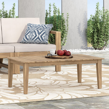 Acacia Wood Outdoor Coffee Table - Light Brown, 39.5" L