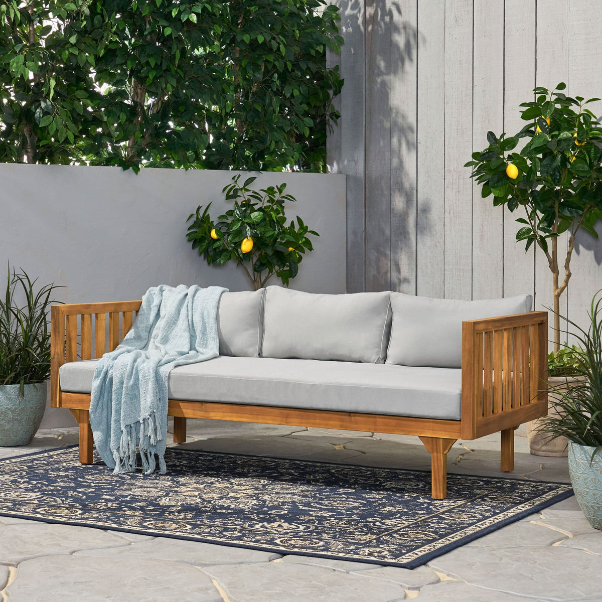 Teak Wood Patio Daybed for Garden & Poolside Seating
