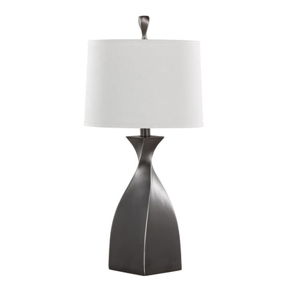 Grey Linen Table Lamps Set - 30 Inch Modern Lighting