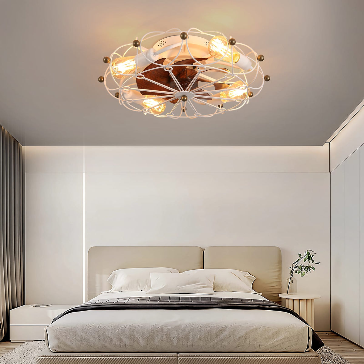 White ABS Modern Ceiling Fan with Lights