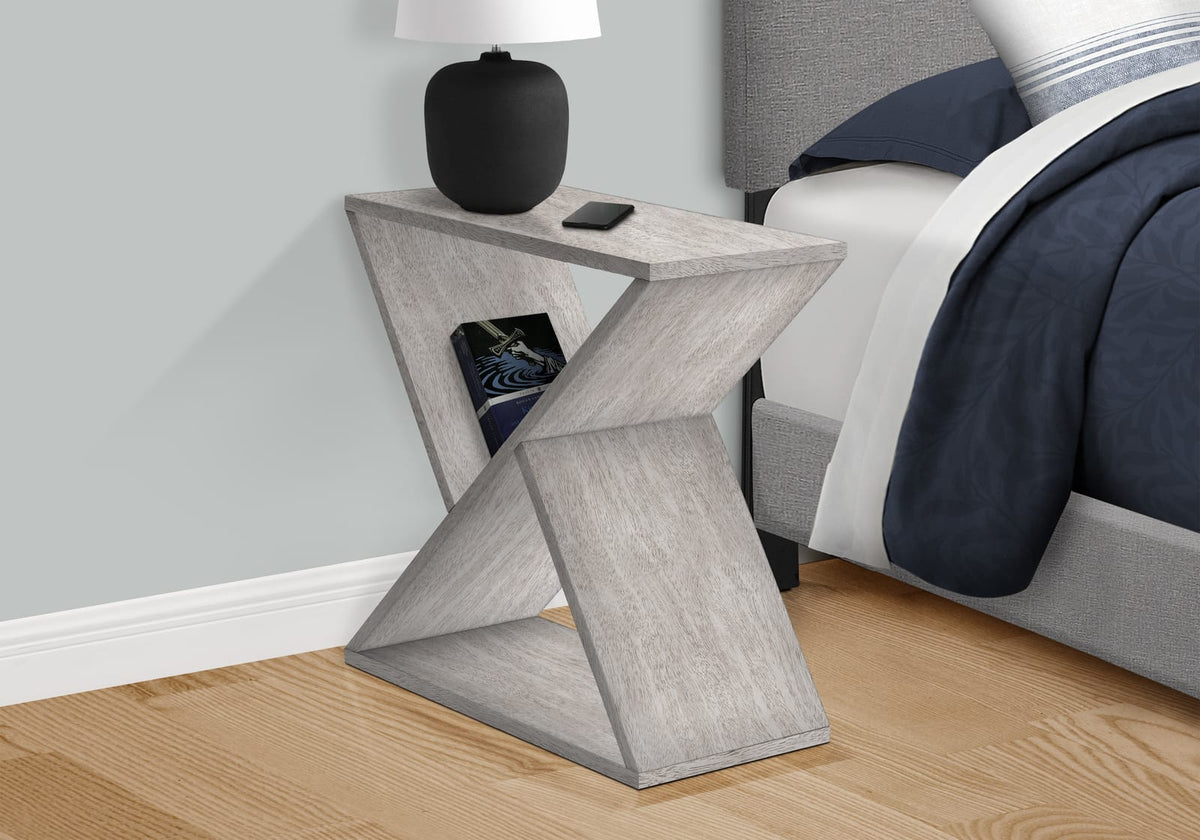 24 Inch Gray Wash MDF Accent Table - Bedroom Nightstand for Living Room