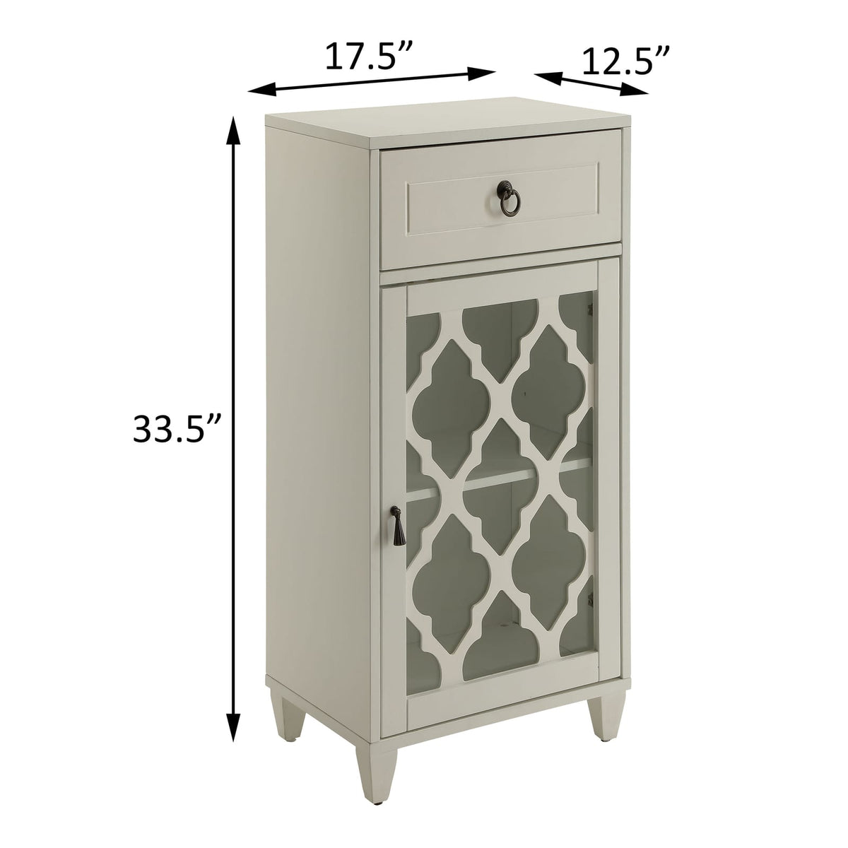 White Side Table with Drawer and Door - Compact Design for Living Room