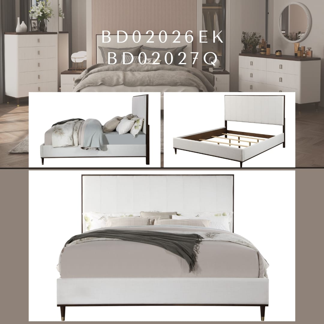Carena Light Gray Fabric Finish E. King Bed - Comfortable & Stylish Bedroom