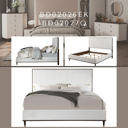 Carena Light Gray Fabric Finish E. King Bed - Comfortable & Stylish Bedroom