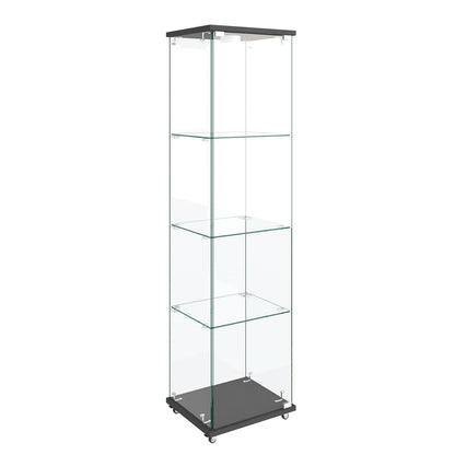 Transparent Tempered Glass Display Cabinet - 64" Tall for Living Room