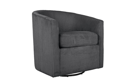 Dark Gray Corduroy Accent Chair - Plush Upholstered Swivel