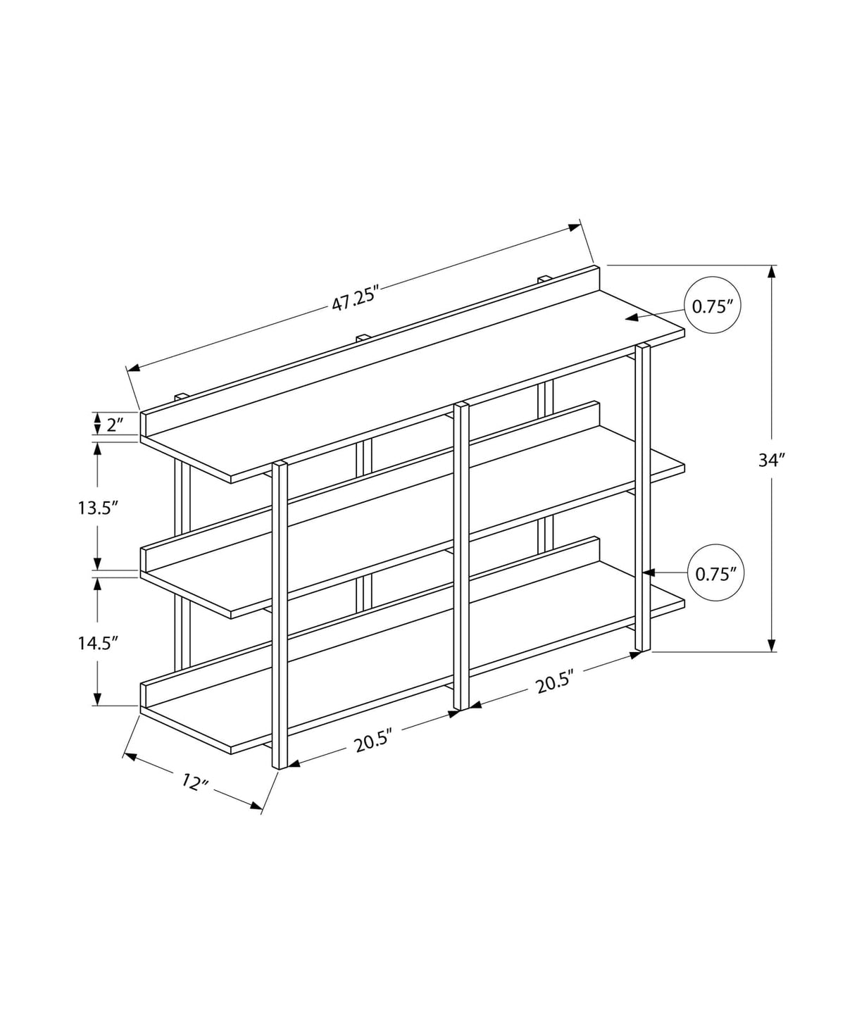 Accent Table, Console Table - Espresso & Black Metal