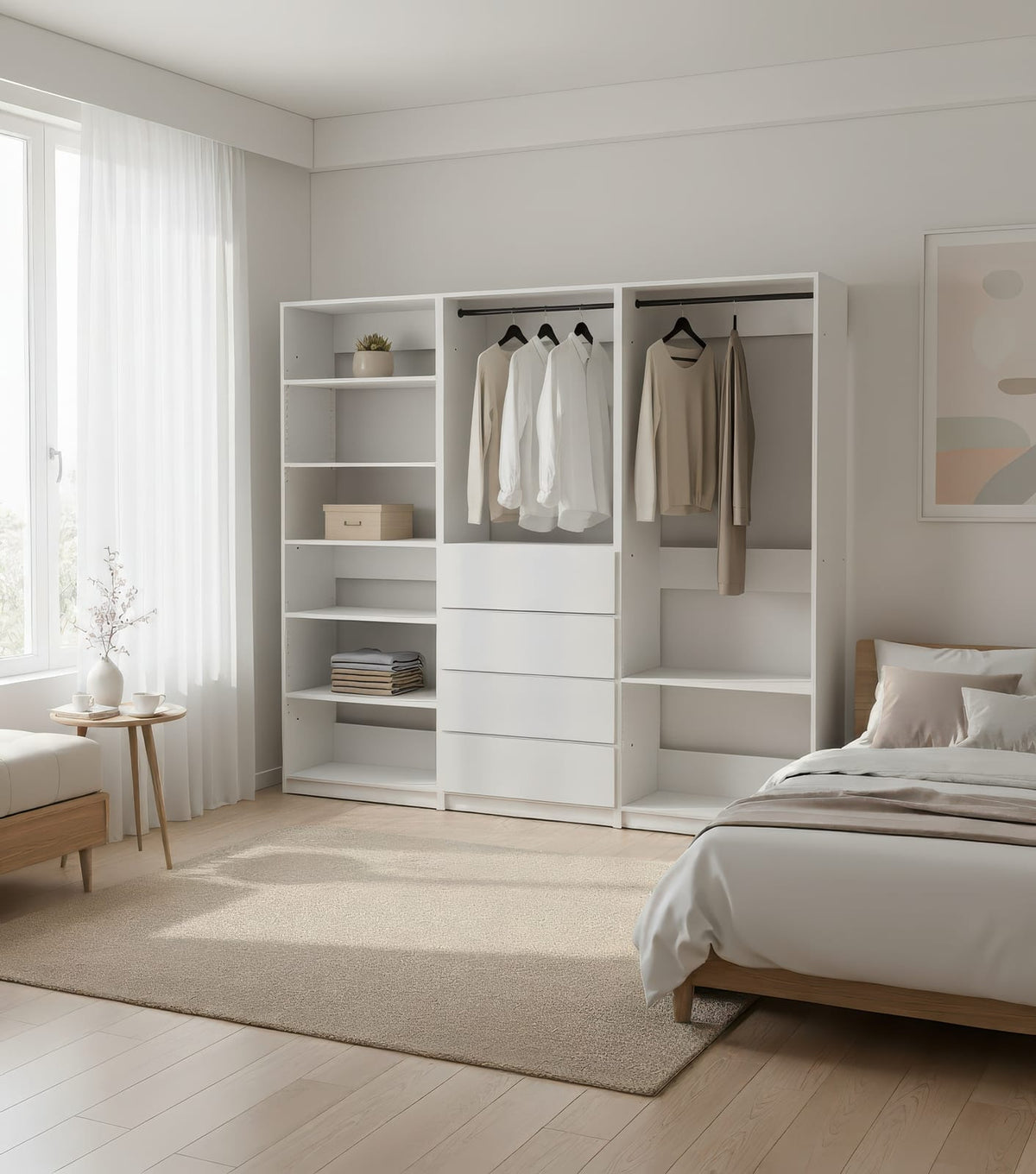 Small White Wood Closet System - Freestanding Walk In