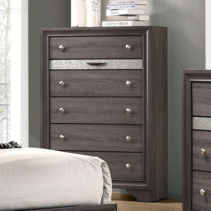 Gray Solid Wood Chest Drawers Bedroom Dresser with Hidden Jewelry Drawer