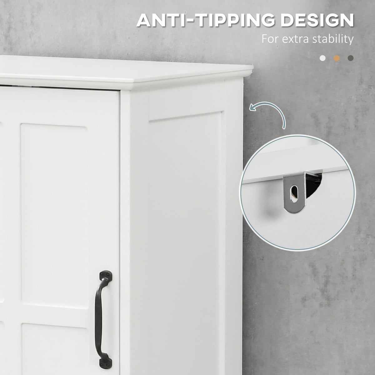 Slim White Bathroom Storage Cabinet - Tall Linen Tower with Adjustable Shelves