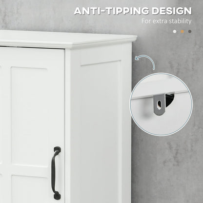 Slim White Bathroom Storage Cabinet - Tall Linen Tower with Adjustable Shelves