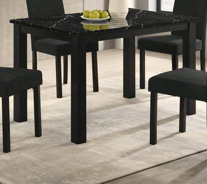 Black Faux Marble Rectangular Dining Table - Seats 4