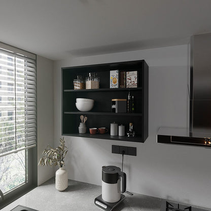 Black Engineered Wood Kitchen Wall Cabinet - 34.6" Wide