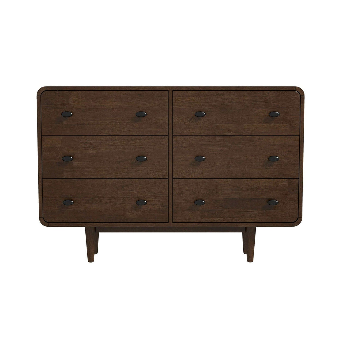 31.5" Brown Solid Wood Mid-Century Dresser for Bedroom