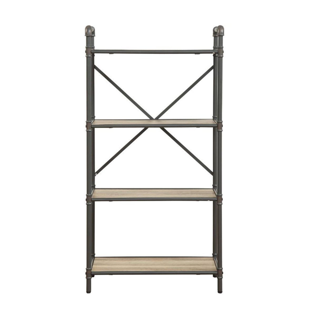 4 Tier Bookshelf - Ancient Oak, Gray Storage Shelf