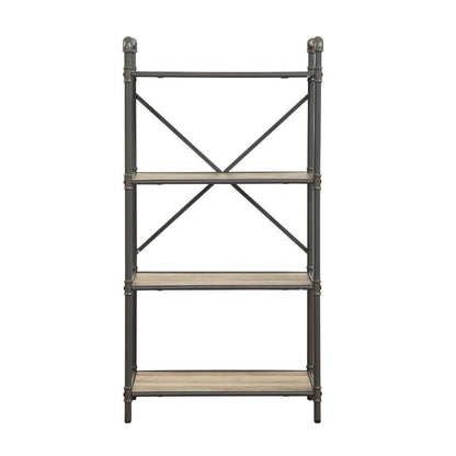 4 Tier Bookshelf - Ancient Oak, Gray Storage Shelf