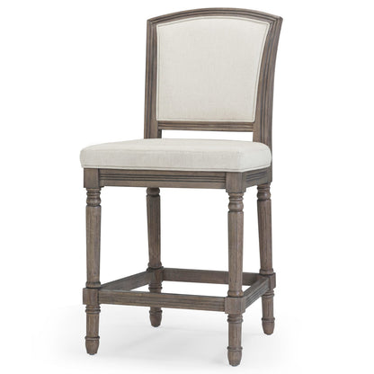 Gray Counter Height Bar Stool - Wood & Fabric for Bedroom
