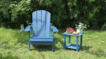 Dark Blue HIPS Outdoor Lounge Chair with Ottoman for Patio Seating