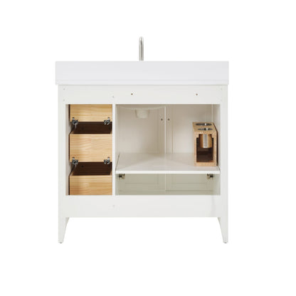 36 Inch White Bathroom Vanity - Solid Wood Farmhouse Style