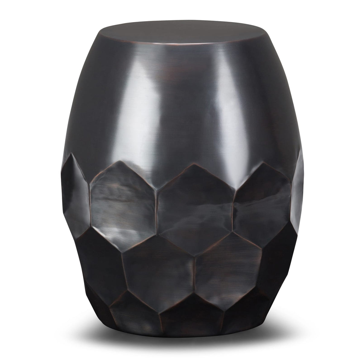 16 Inch Round Metal Accent Table - Black Finish for Living Room